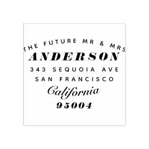 Modern Typography "The Future Mr & Mrs" Address Rubber Stamp