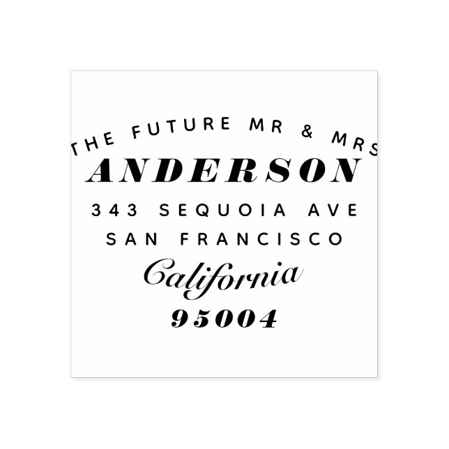 Modern Typography "The Future Mr & Mrs" Address Rubber Stamp (Imprint)