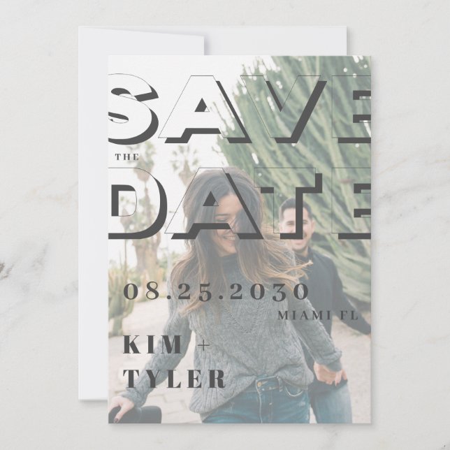 Modern typography transparent photo  save the date (Front)