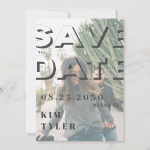 Modern typography transparent photo save the date