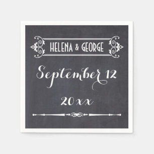 Modern typography, vintage chalkboard wedding napkin