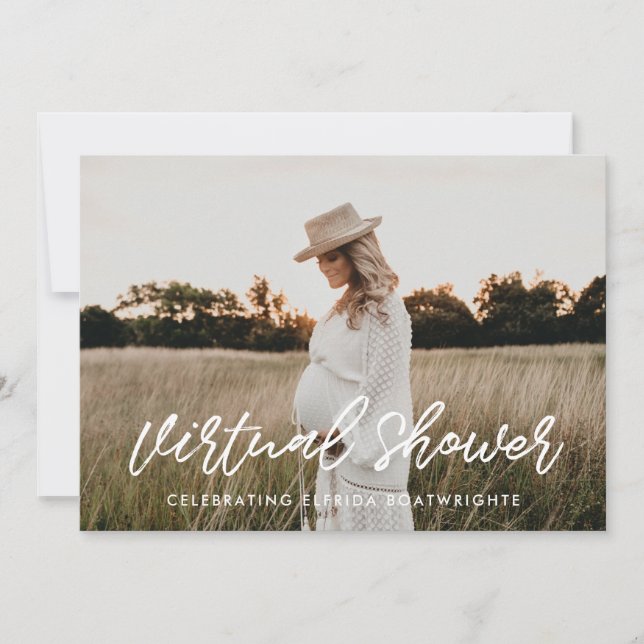 Modern typography Virtual Baby shower photo Invitation (Front)