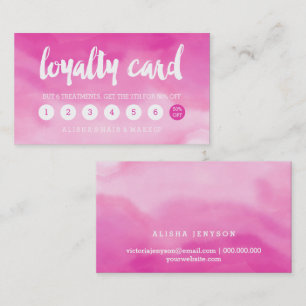modern typography watercolor pink ombre loyalty card