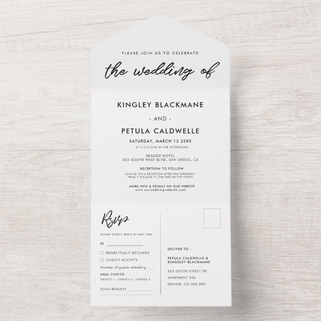 Modern typography wedding all in one invitation (Inside)