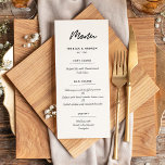 Modern typography wedding menu card<br><div class="desc">Simple and modern: a minimalist black and white typography,  ideal for a trendy couple. Don't like the black and white? You can easily customize your item and change the text colour.</div>