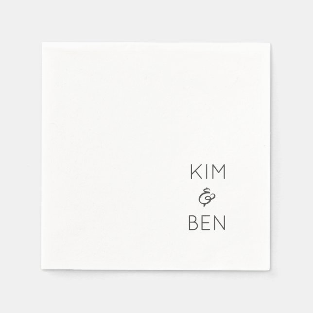Modern Typography Wedding NAMES Black White Chic Napkin (Front)