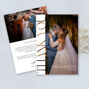 Modern Typography Wedding Photo Thank You Card