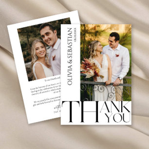 Modern Typography Wedding Photo Thank You Card