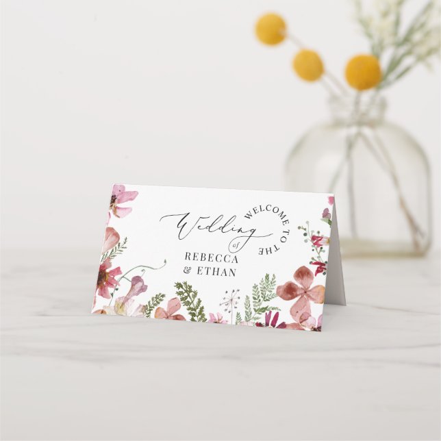 Modern Typography Wedding Place Card (Back)