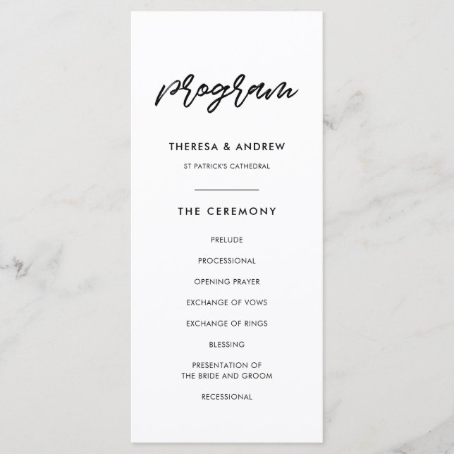 Modern typography wedding program (Front)