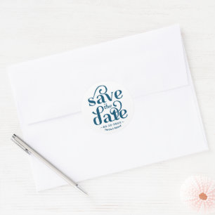 Modern Typography Wedding Save The Date Classic Round Sticker