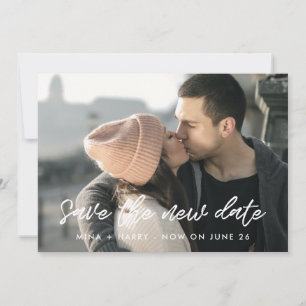 Modern typography wedding Save the new date Announcement