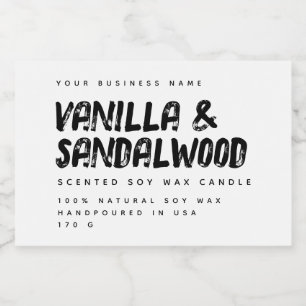 Modern typography white soy candle label