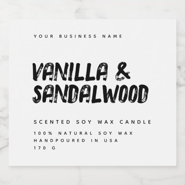 Modern typography white soy candle label (Single Label)