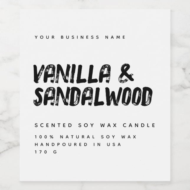 Modern typography white soy candle label (Single Label)