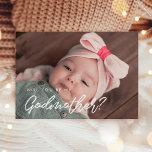 Modern typography Will you be my Godmother card<br><div class="desc">Modern and trendy: choose a photo card for your Godmother proposal. Easy to personalize with your baby picture and your custom message for the future Godparents. Fully customizable font and background colours.</div>