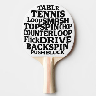 Modern Typography Word Art Black Text Ping Pong Paddle