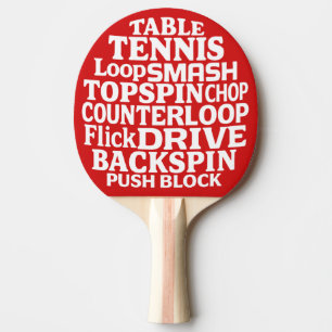 Modern Typography Word Art   White Text Ping Pong Paddle
