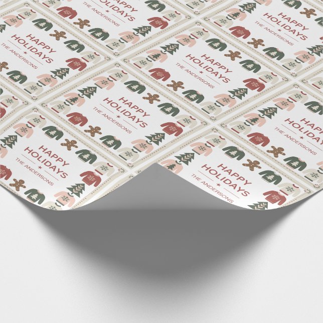 Modern Ugly Sweater Holiday Wrapping Paper (Corner)