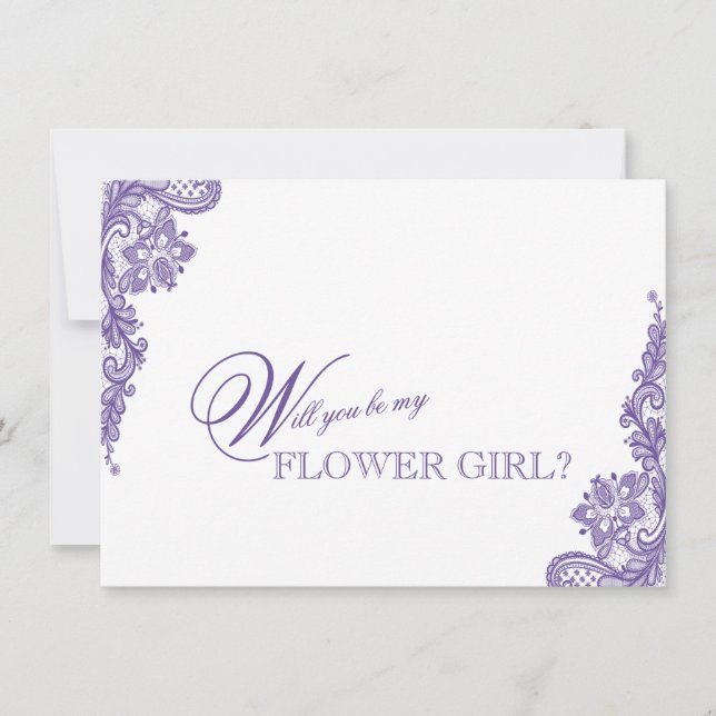 Modern Ultra Violet Lace Wedding Flower Girl (Front)