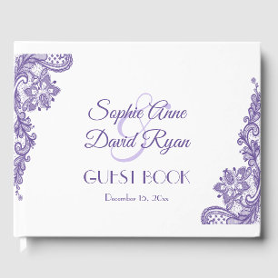 Modern Ultra Violet Lace Wedding Guest Book
