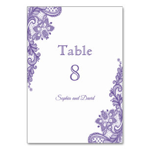 Modern Ultra Violet Lace Wedding Table Number