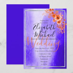Modern Ultraviolet/ Purple / Orange  Floral Invitation