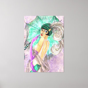 Modern Umbrella Woman Canvas Prin Vintage Painting