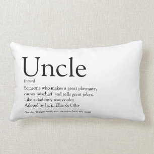 Modern Uncle Funcle Definition Black and White Fun Lumbar Pillow