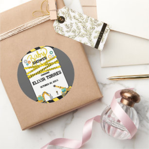 Modern Under Construction Baby Shower Classic Round Sticker