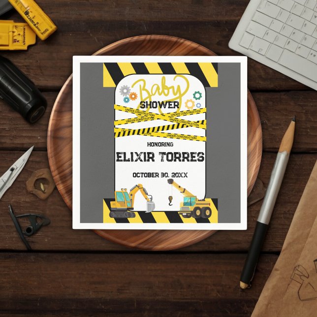 Modern Under Construction Baby Shower Napkin (Creator Uploaded)