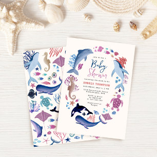 Modern Under the Sea Gender Neutral baby shower Invitation