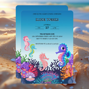 Modern Under the Sea Seahorse Baby Shower Invitation
