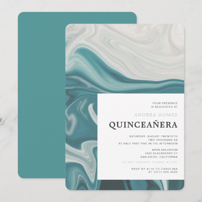Modern Under The Sea Theme Quinceañera Invitation (Front/Back)