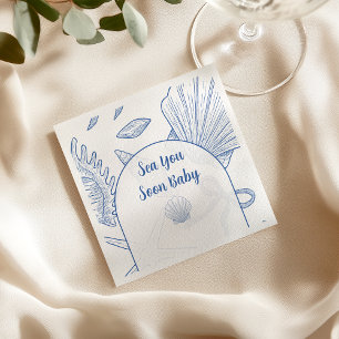 Modern Under The Sea You Soon Blue Boy Baby Shower Napkin
