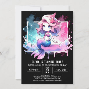 Modern Underwater Mermaid Birthday Invitation