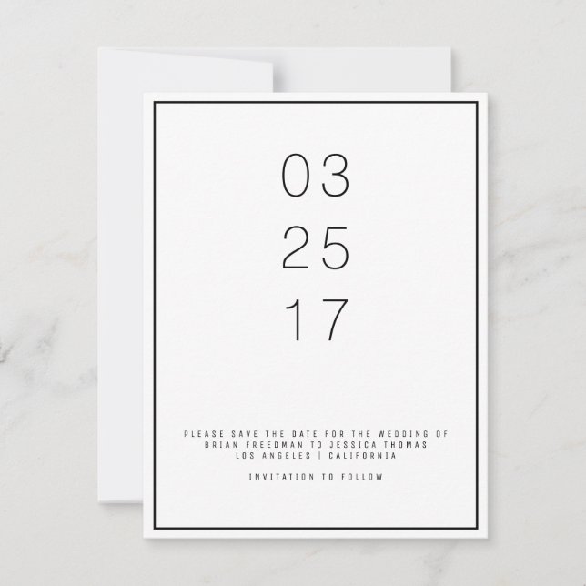 Modern Unica Save the Date Card (Front)