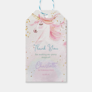 Modern Unicorn and Rainbow Pastel Birthday Gift Tags