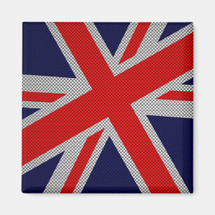 Modern Union Jack on Carbon Fibre Style Print Magnet