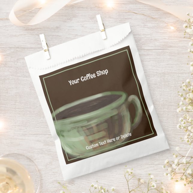 Modern Unique Art Coffee Shop Custom Text Favour Bag (Clipped)