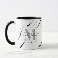 Modern Unique Black White Marble Monogram