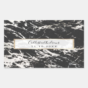 Modern Unique Black White Marble Stone Pattern Sticker