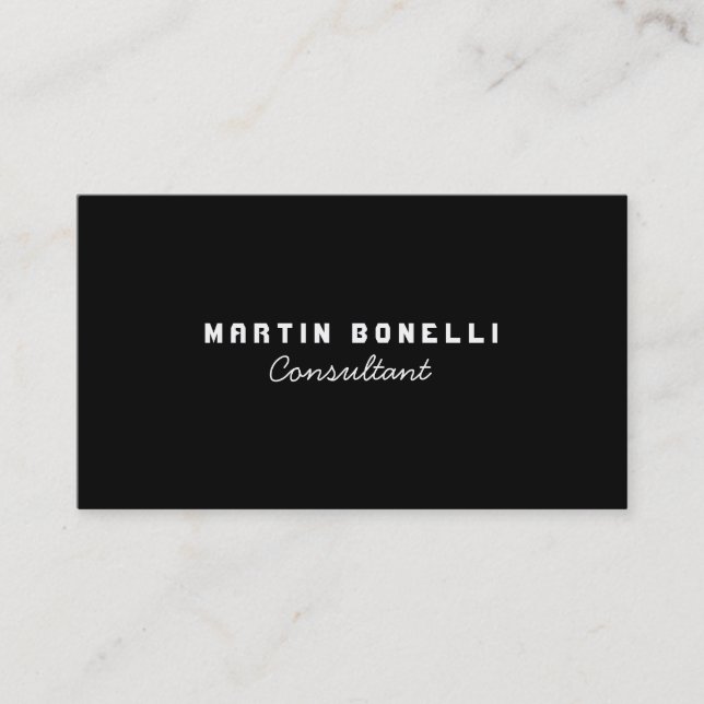 Modern Unique Black White Plain Business Card (Front)