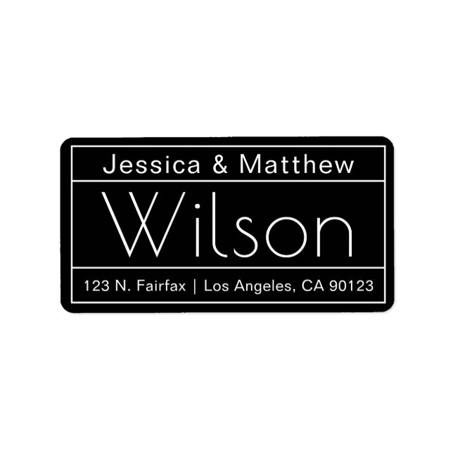 Modern Unique Black & White Return Address Label (Front)