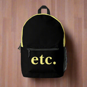 Modern Unique Black & Yellow Bold Typography  Printed Backpack