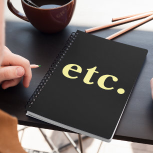 Modern Unique Black & Yellow Typography Quote Notebook