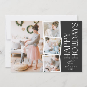 Modern unique calligraphy collage 4 Photo Holiday Card