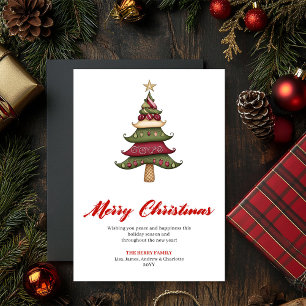 Modern Unique Christmas Tree Greeting Printable Holiday Card