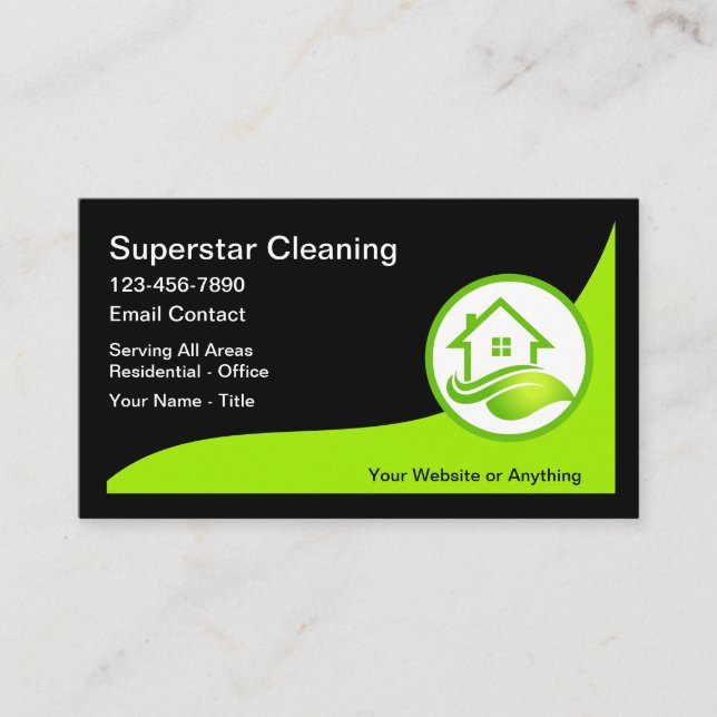 Modern Unique Cleaning Service Calling Cards (Front)