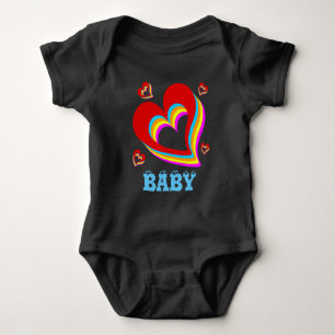 modern unique colourful heart baby customizable bodysuit